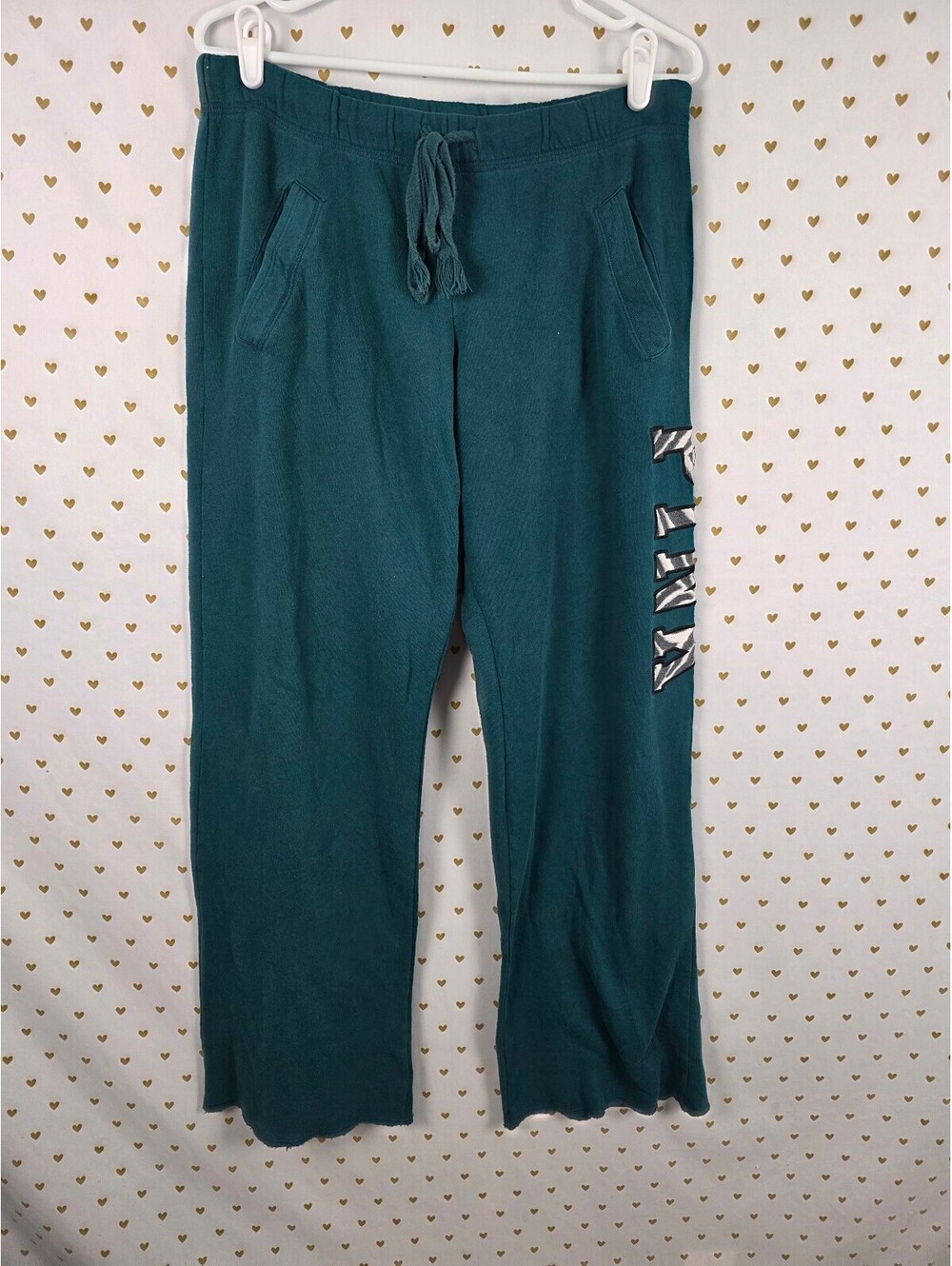 Victorias Secret PINK ZEBRA Embroidered Logo Flare Diaper Butt Boyfriend Sweats